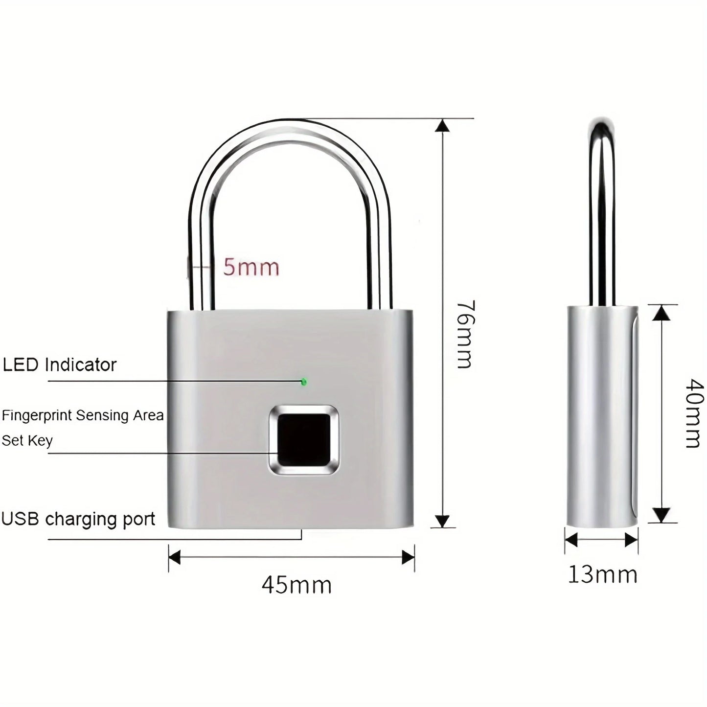 Mini Smart Fingerprint Padlock, Anti-Theft Protection