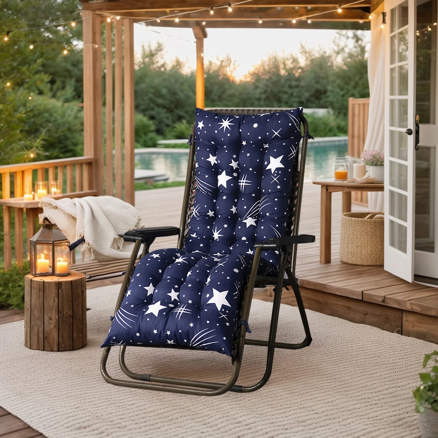 Patio Recliner Soft Back Cushion Rocking Chair
