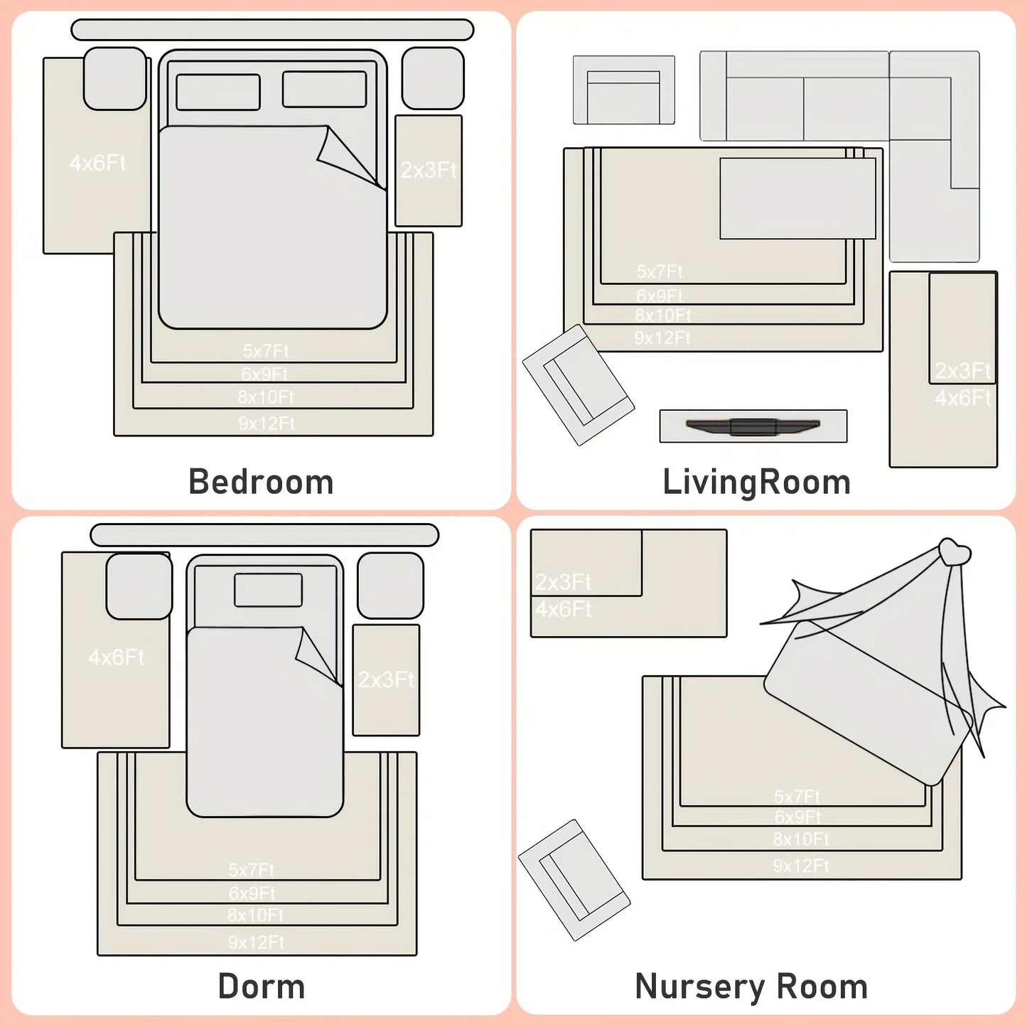 Off-White Soft Shaggy Luxury Plush Carpet