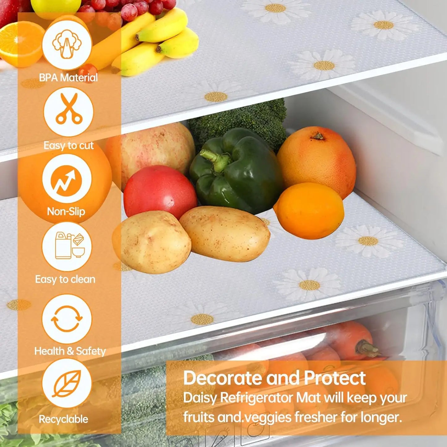 4PCS Washable Refrigerator Mats