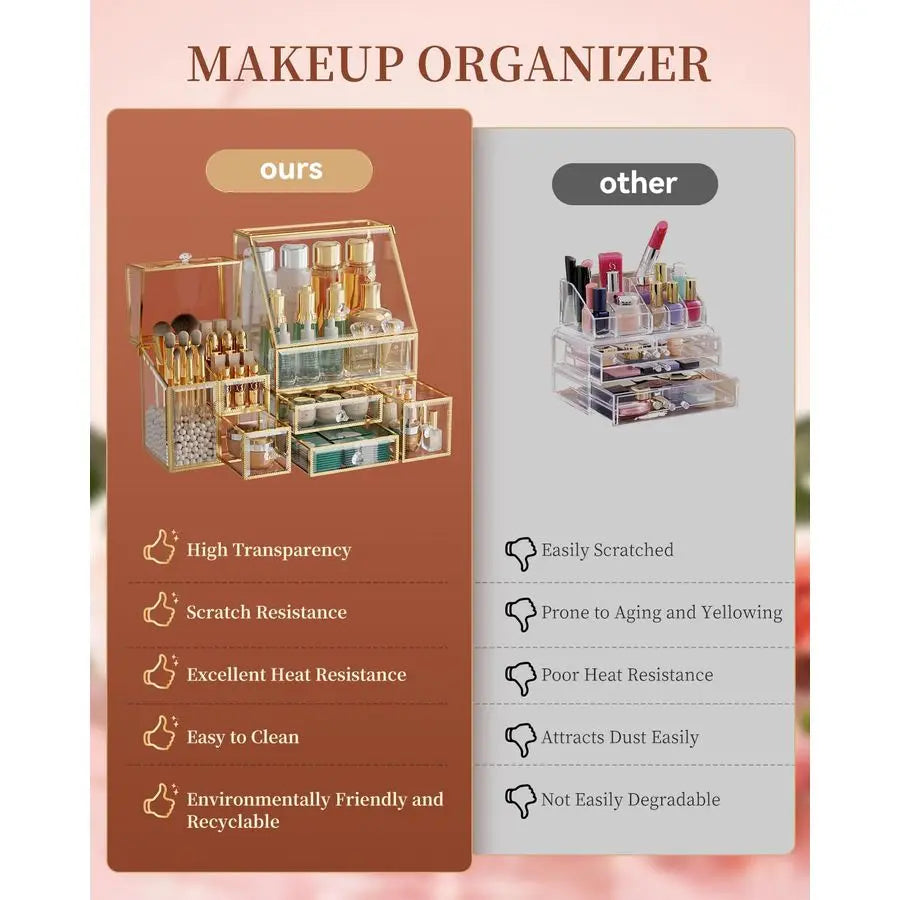 Makeup Organizer with Gold Frame
