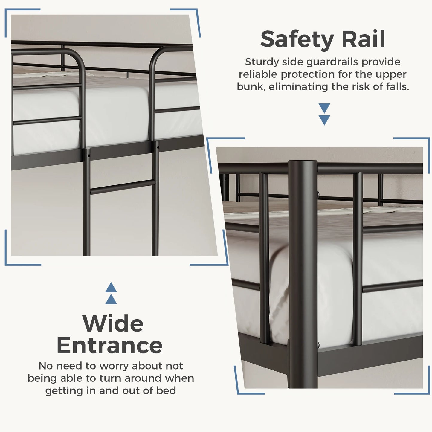 Metal Bunk Bed Frame with Ladder