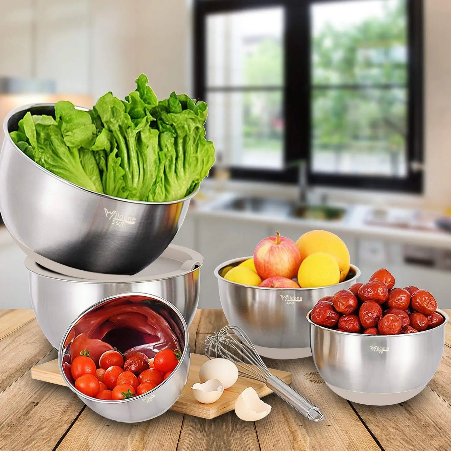 5-Piece Stainless Steel Mixing Bowls With Airtight Lids