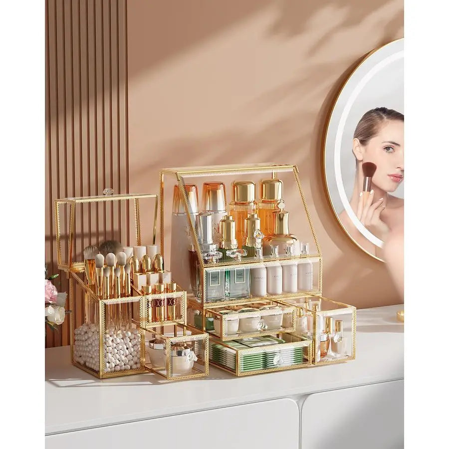 Makeup Organizer with Gold Frame