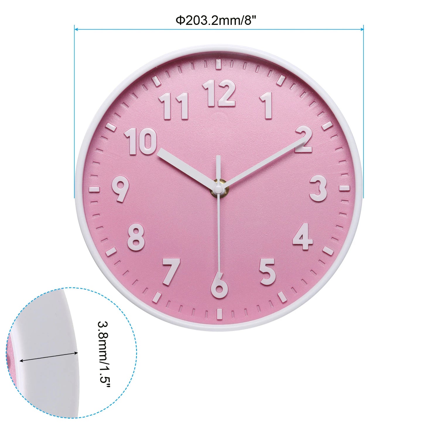 8 Inch Wall Clock With 3D Numbers