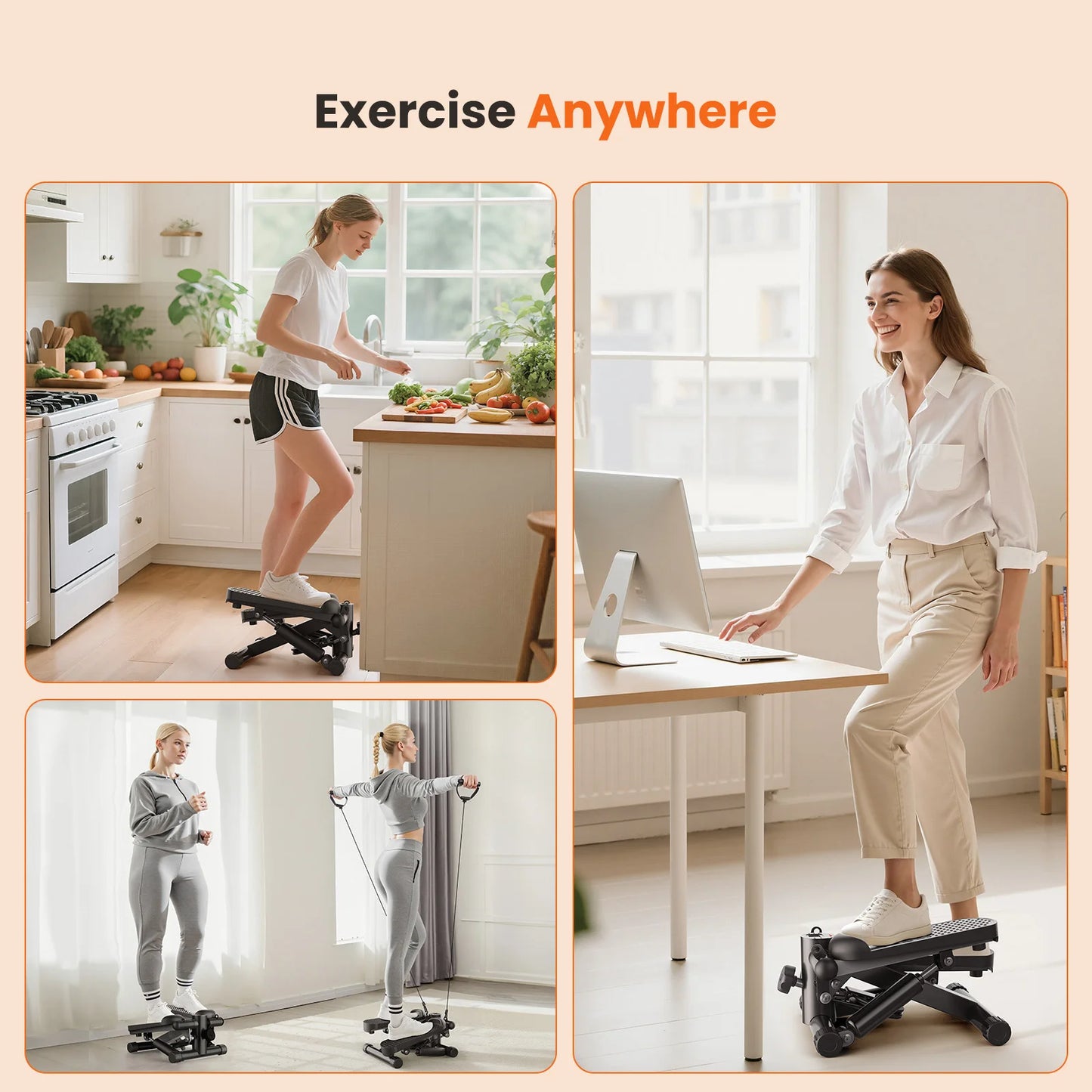 Mini Stepper With Resistance Bands