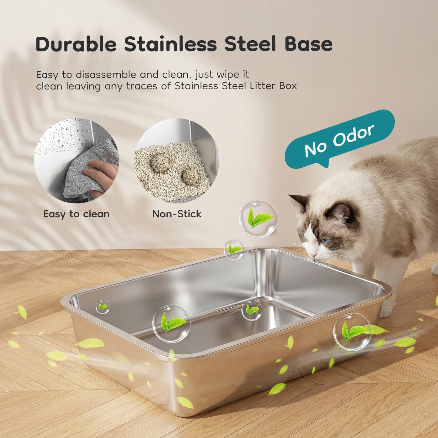 24IN Stainless Steel Cat Litter Box With Lid