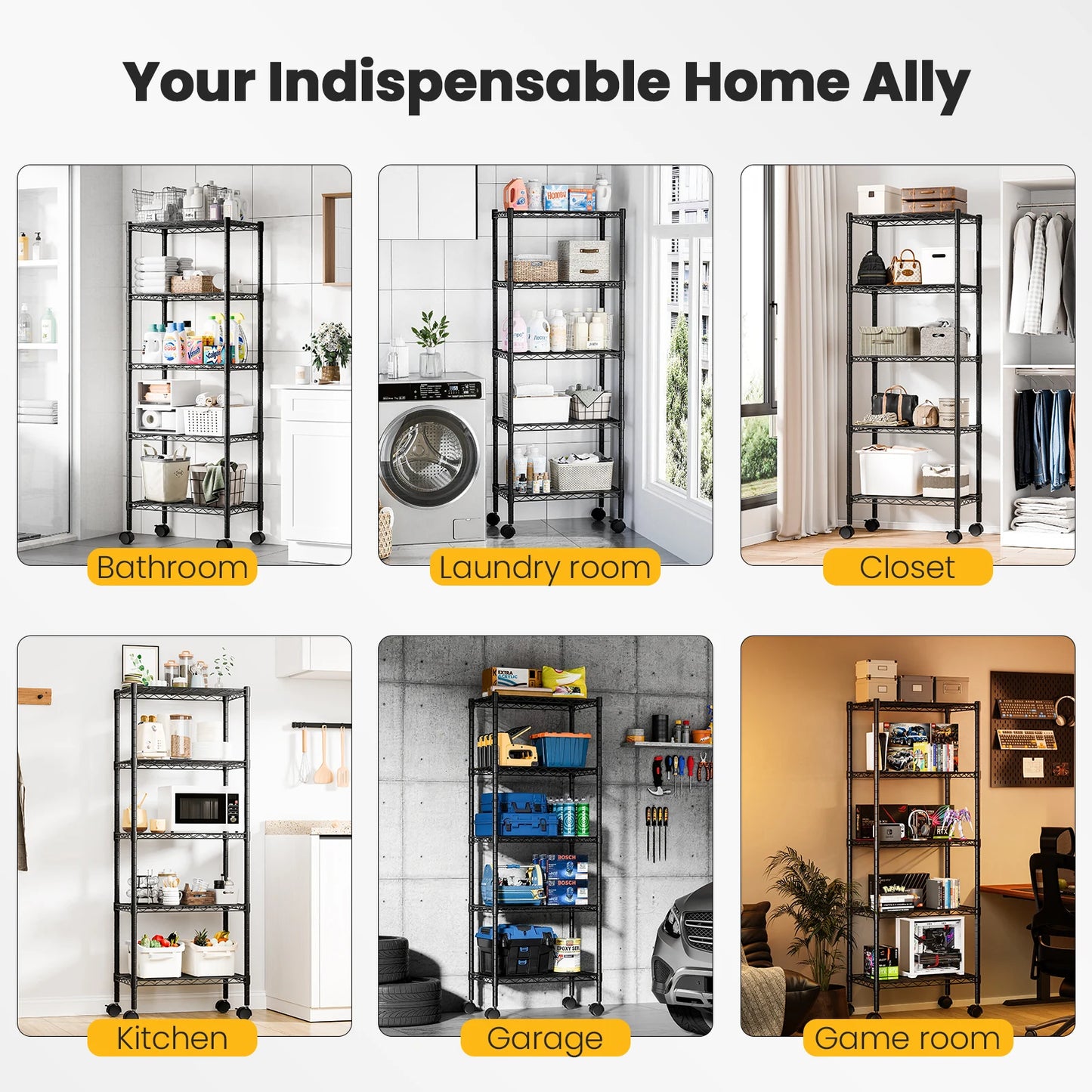 3–5 Tier Heavy-Duty Metal Storage Shelf