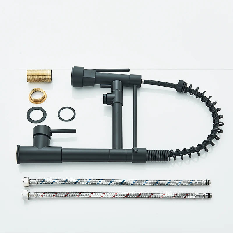 Black Spring Pull Down Kitchen Sink Faucet