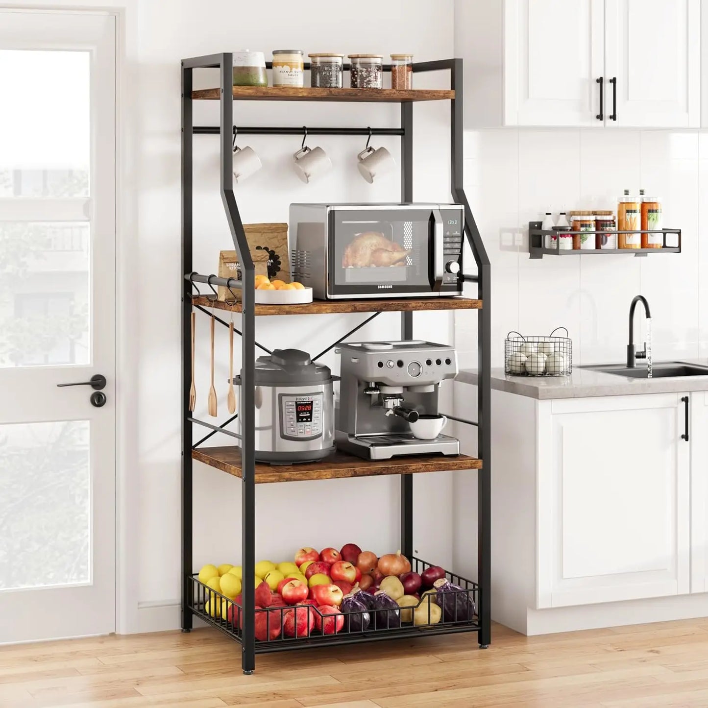 4-Tier Kitchen Baker's Rack With Microwave Stand