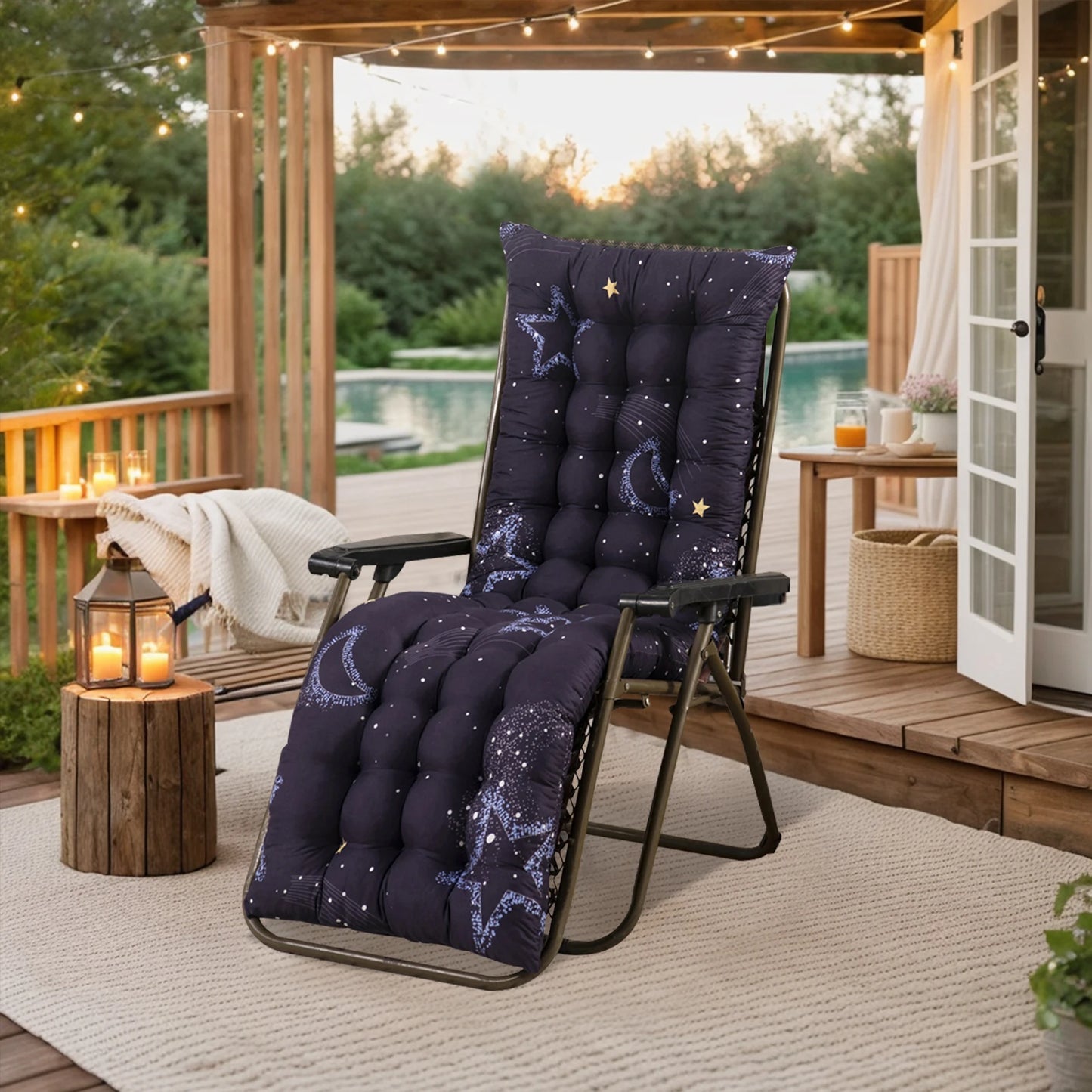 Patio Recliner Soft Back Cushion Rocking Chair