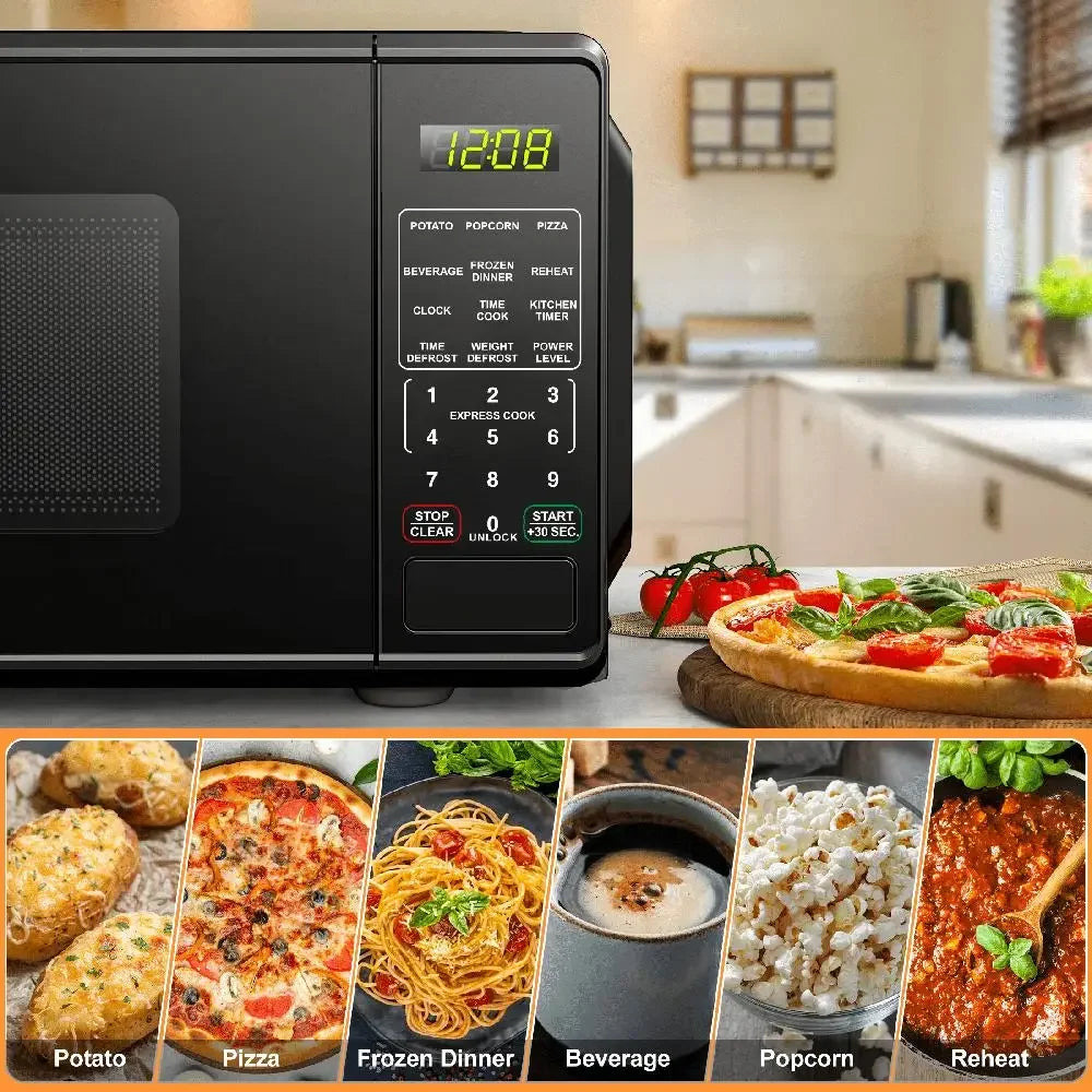 700W Black Countertop Microwave Oven