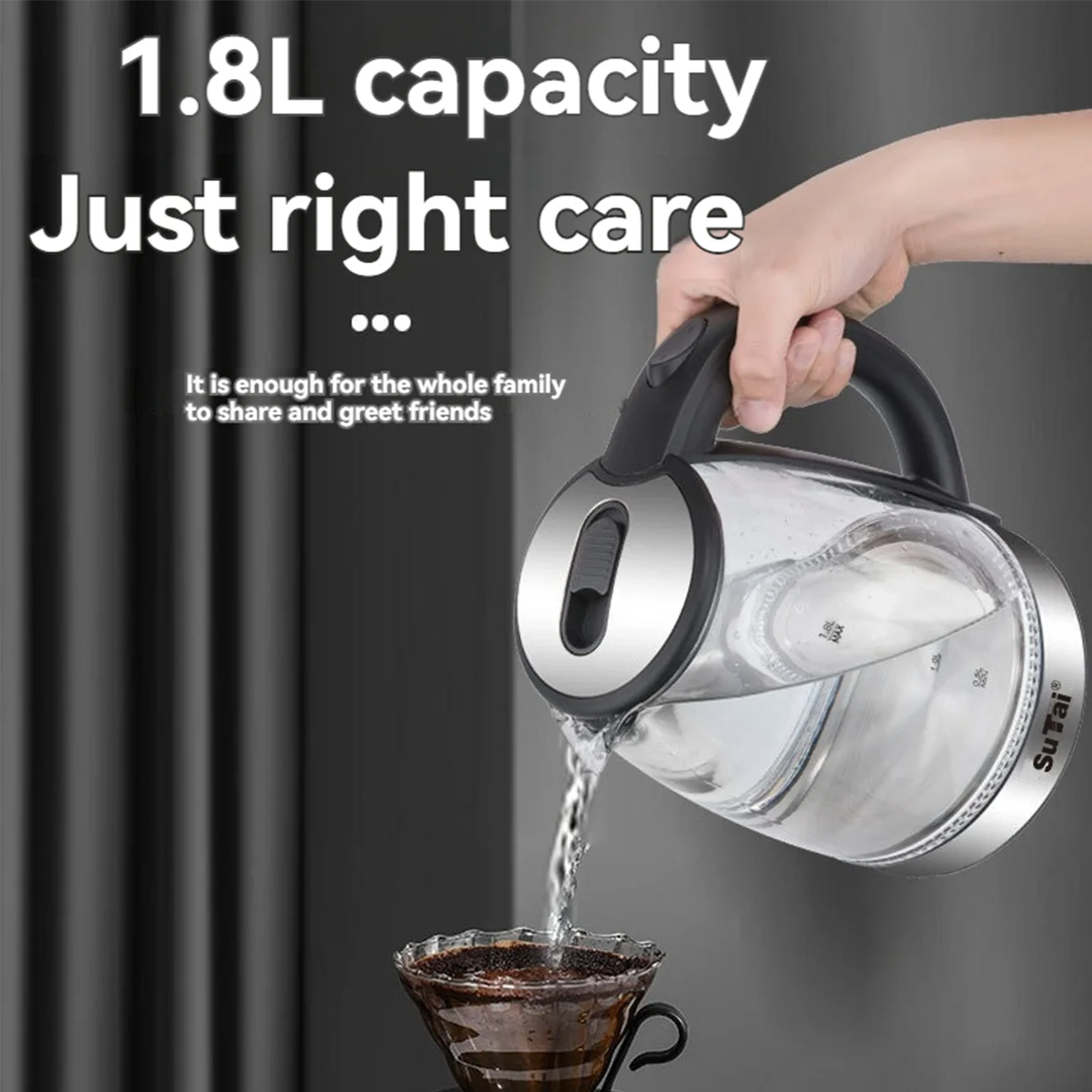 1.8L Electric Glass Water Kettle