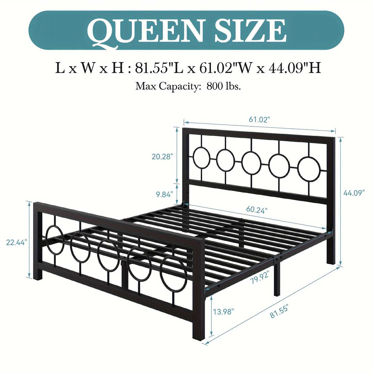 Metal Bed Frame With Vintage Circular Design