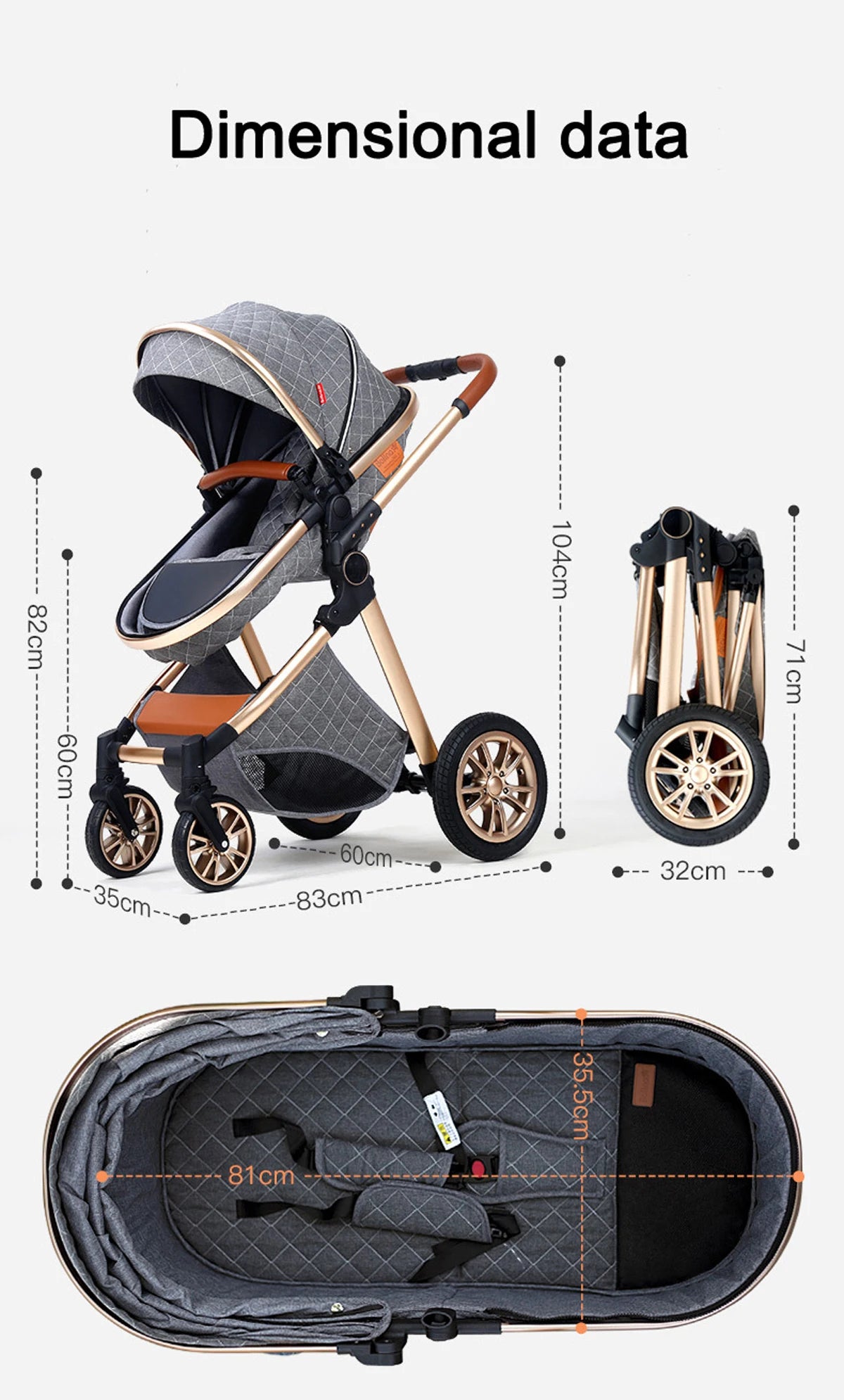 Luxury Portable 3-in-1Baby Stroller
