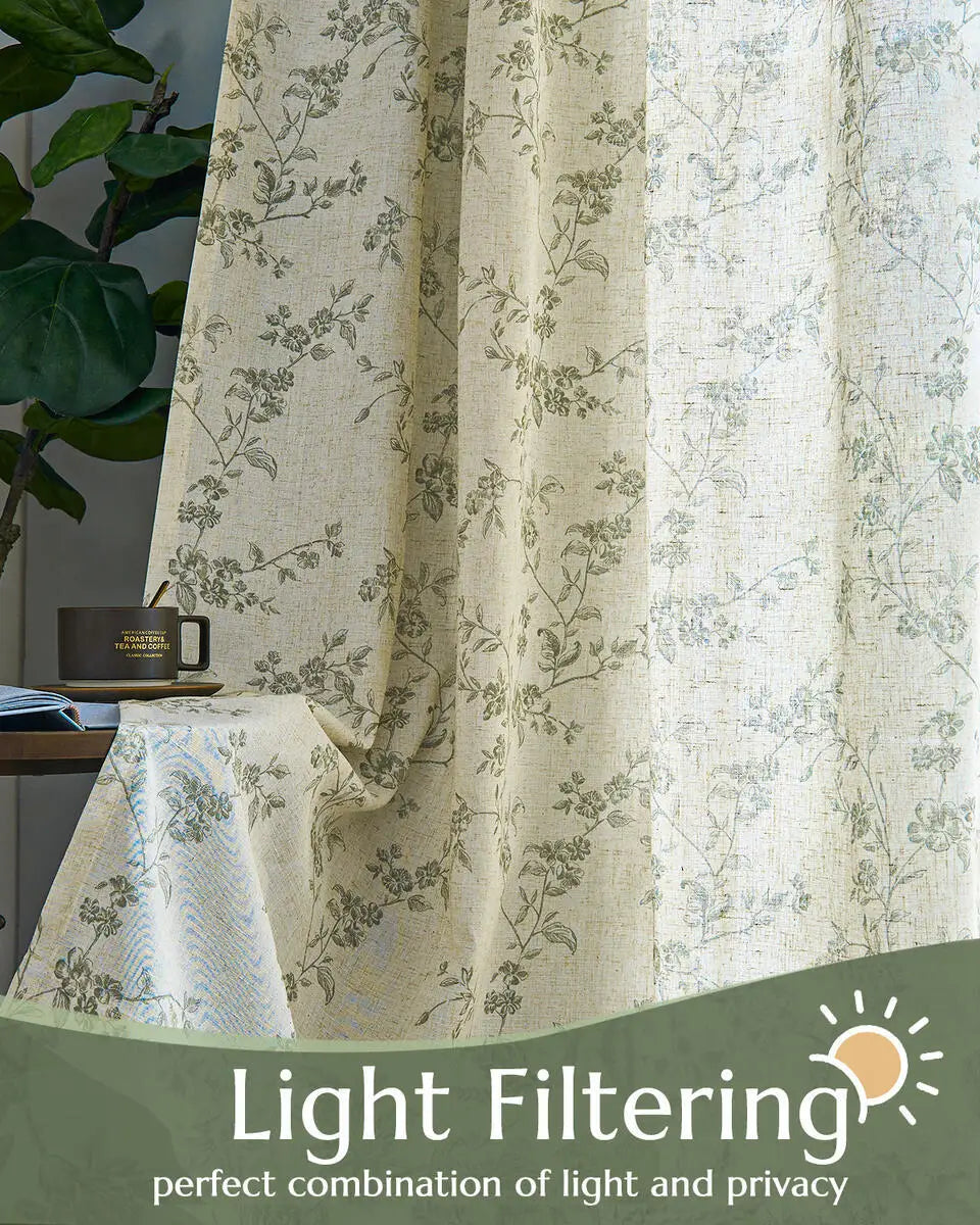 JINCHAN 2 Flower Patterned Drapes