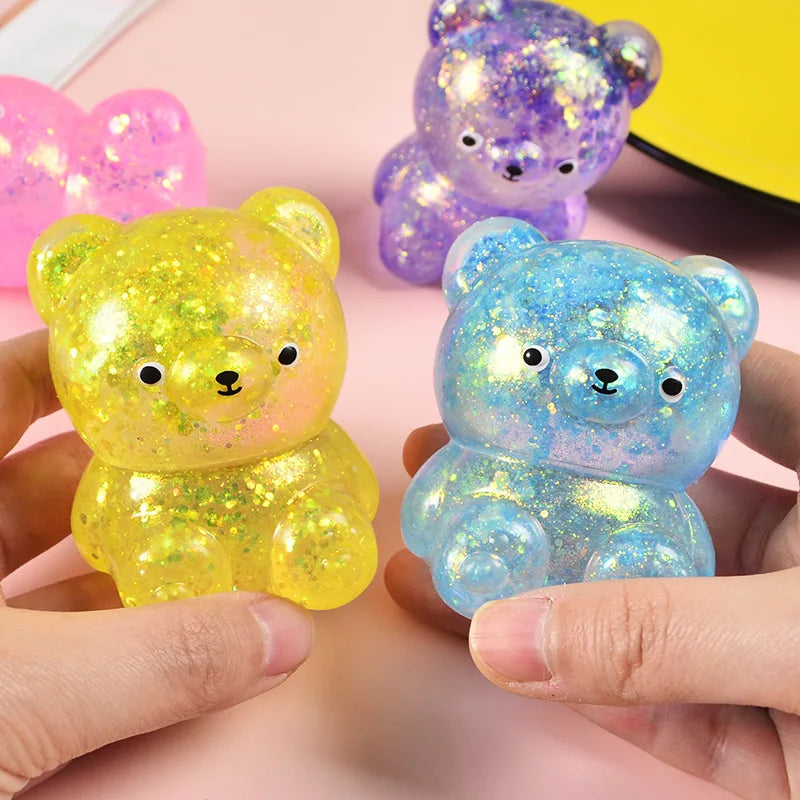 Glitter Gummy Bear NeeDoh Squishy Toy