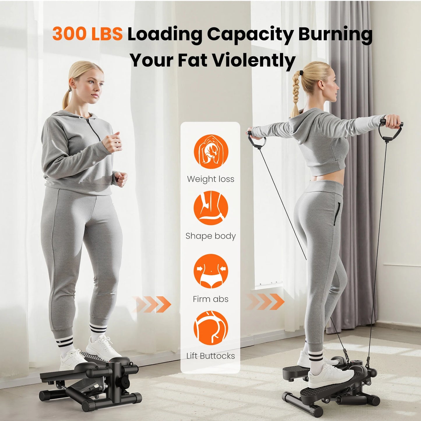 Mini Stepper With Resistance Bands