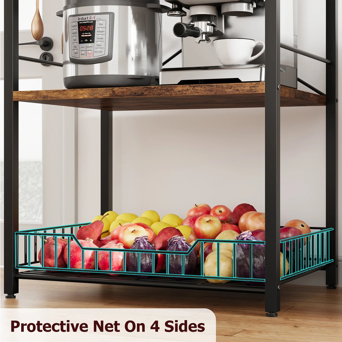Microwave Oven Bakers Rack 4-Tier Stand