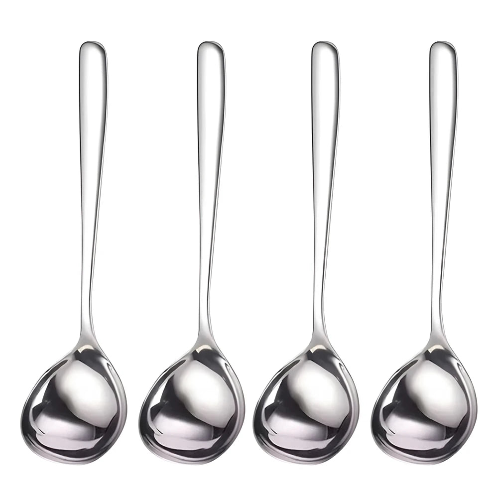 4PCS Stainless Steel Big Head Spoons