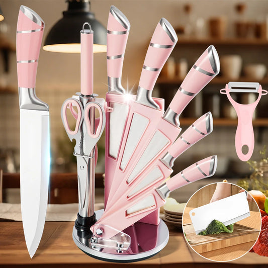 Pink 9PCS Kitchen Knife Set