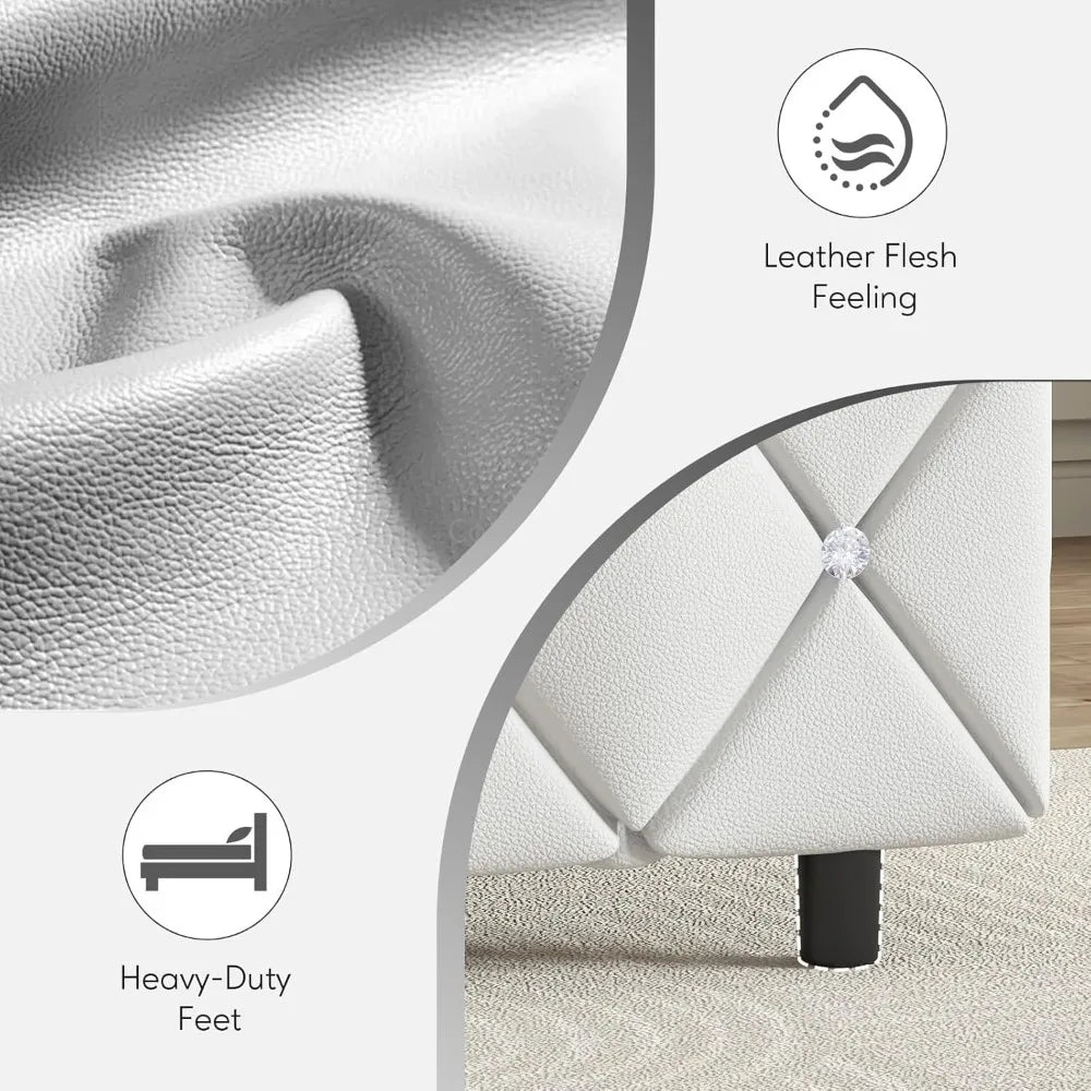 Platform Bed Frame With Upholstered Diamond Headboard