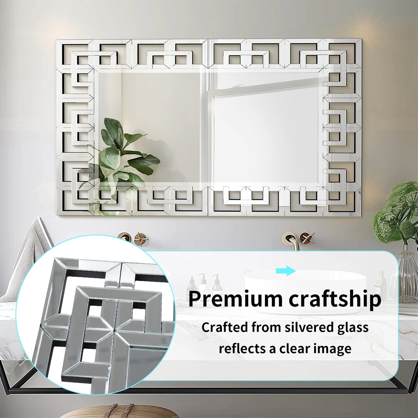 Rectangle Silver Venetian Art Mirror