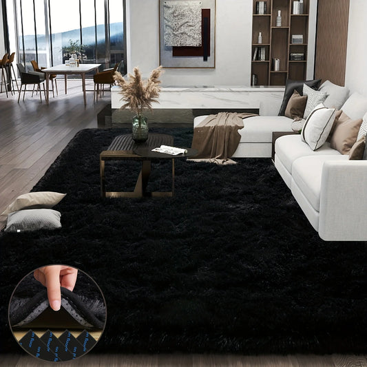 Super Soft Fluffy Black Decorative Rug