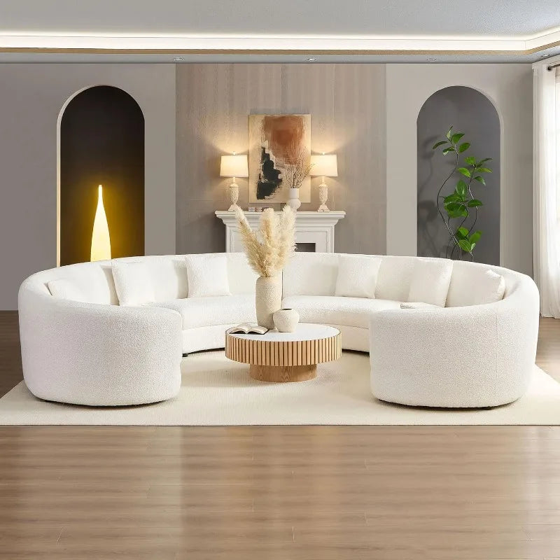Modern Oversize Curved Sectional Sofa - Cream-White