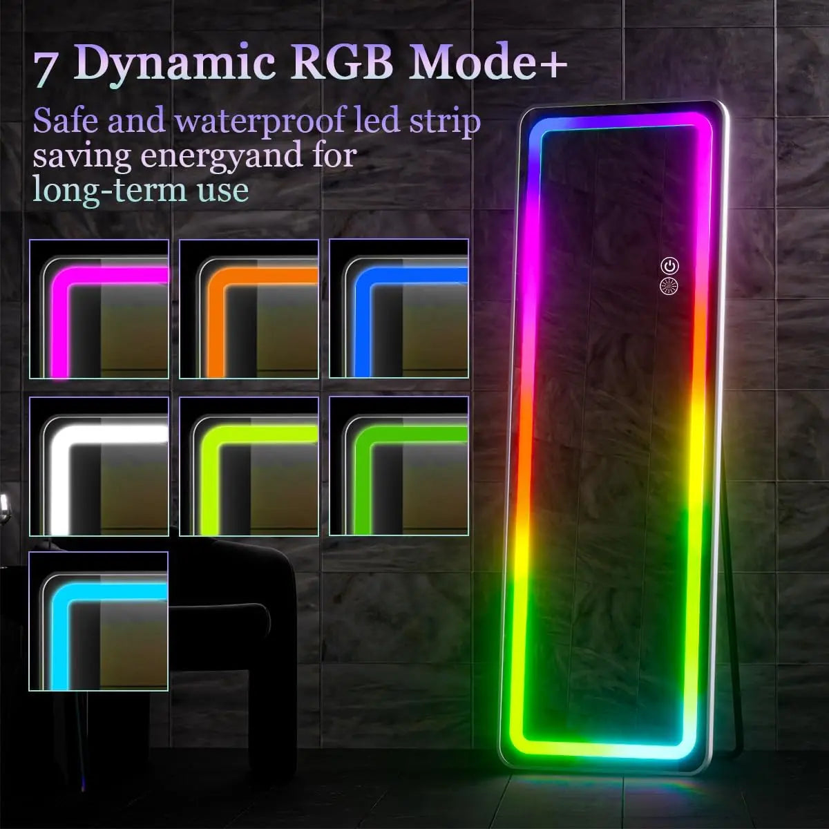 RGB Full Length Mirror With LED Lights