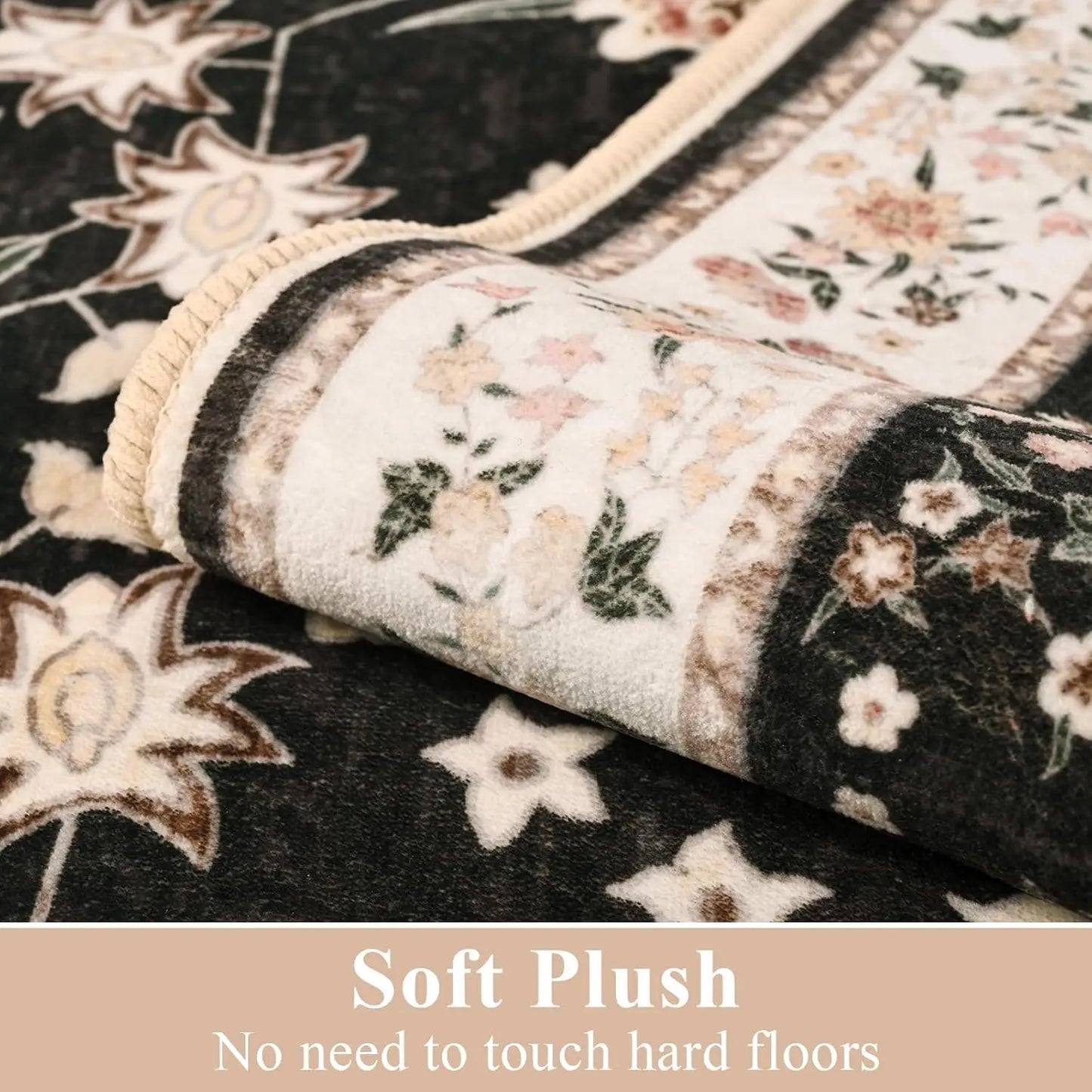 Vintage Floral Rug Soft  Non-Slip