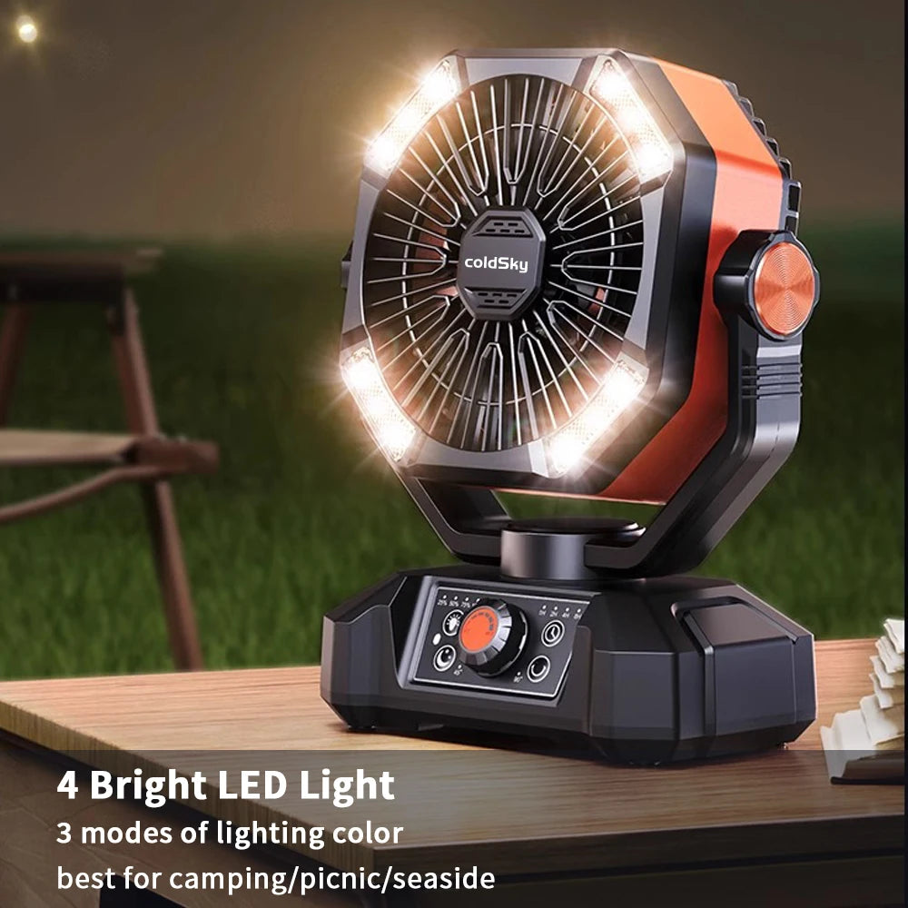 Portable ColdSky Fan With 4 LED Lantern Battery