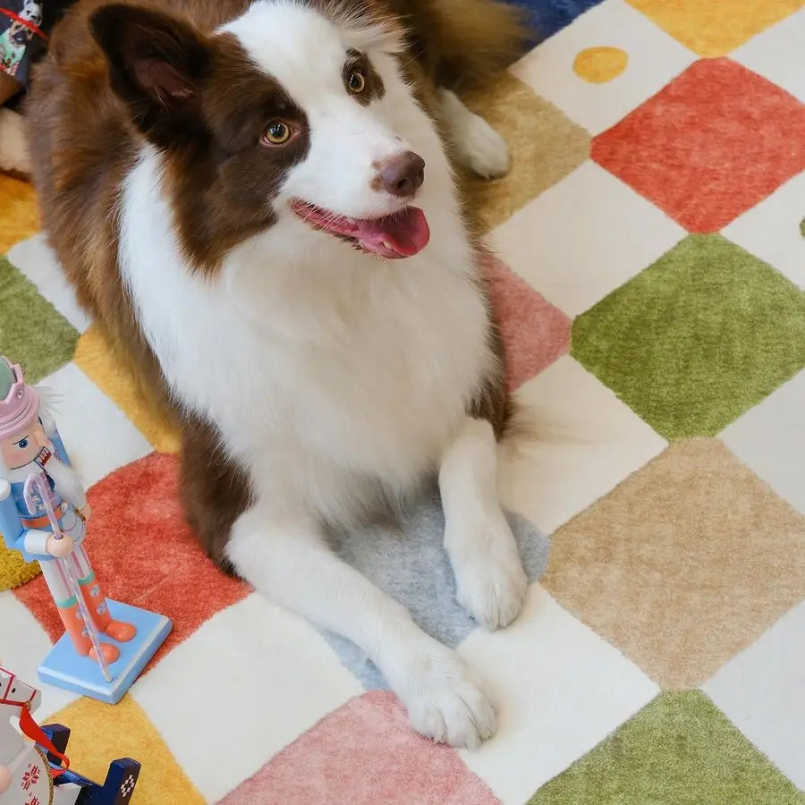 5x7 Kids Washable Indoor Modern Colorful Diamond Carpet