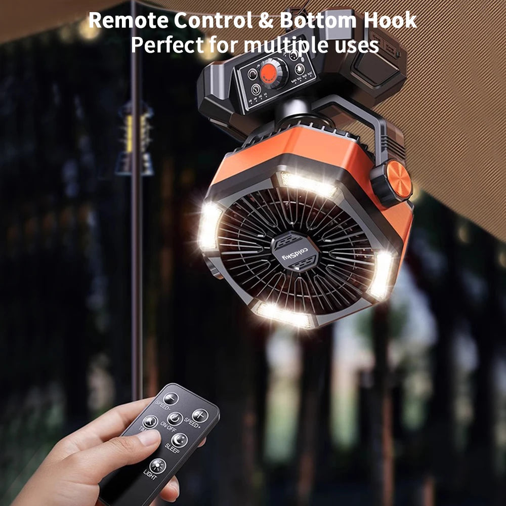 Portable ColdSky Fan With 4 LED Lantern Battery